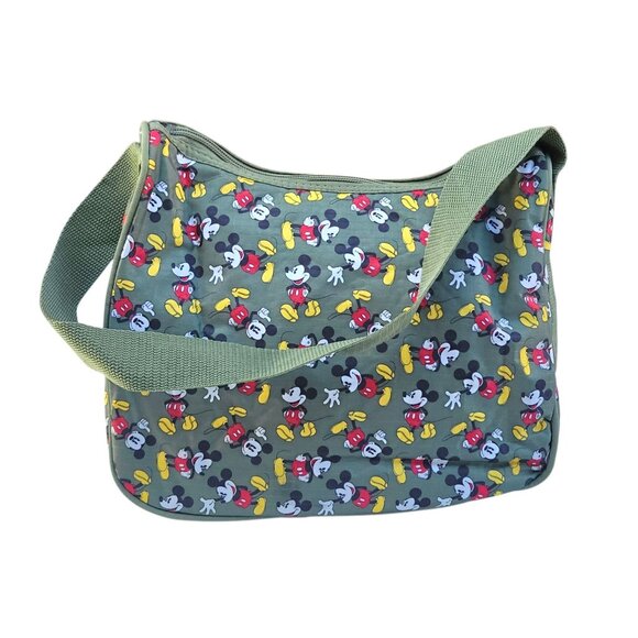 Disney Mickey Mouse Shoulder Bag Green Insulated Zipper - Picture 1 of 10